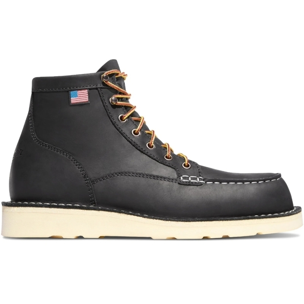Men's DANNER BULL RUN MOC TOE 6" Black Size 10 Made In USA